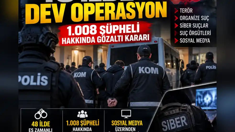 48 İLDE DEV OPERASYON: 1.008 ŞÜPHELİ HAKKINDA GÖZALTI KARARI