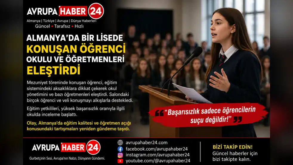Almanya’da Mezuniyet Töreninde ögrenciden okula ve ögretmemlere yönelik agır elestiriler