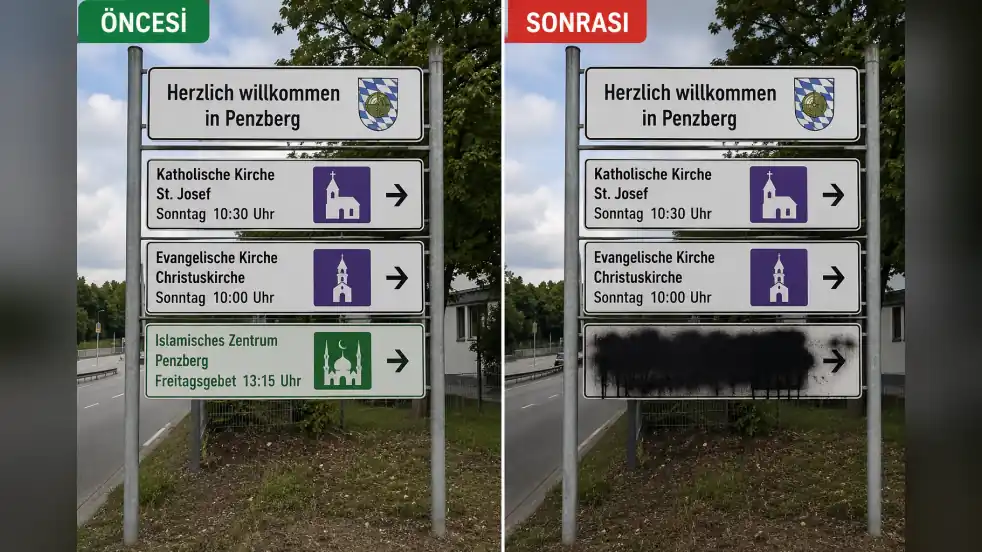 Almanya’nın İlk Cuma Namazı Tabelasına Vandal Saldırı
