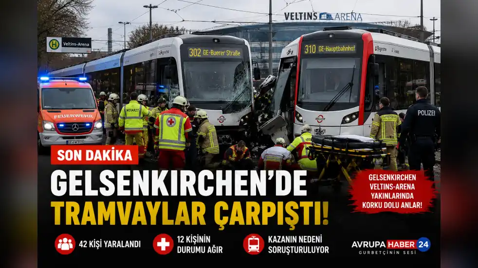 Gelsenkirchen’de İki Tramvay Çarpıştı: 42 Kişi Yaralandı!