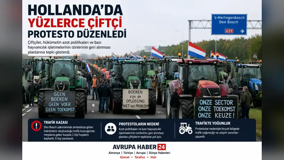 Hollanda’da yüzlerce çiftçiden protesto