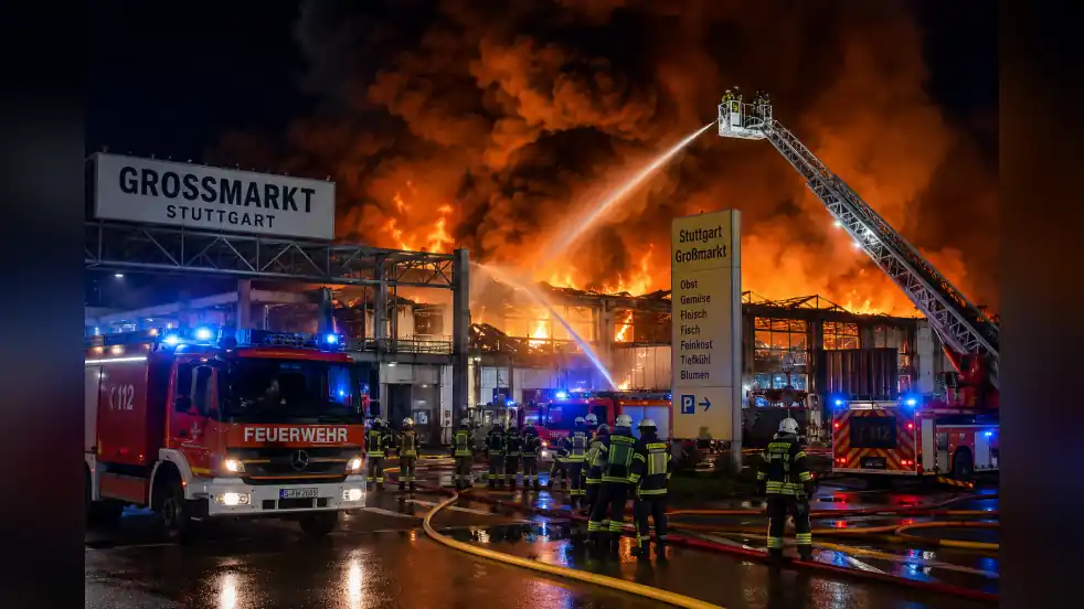 Stuttgart Großmarkt’ta Büyük Yangın