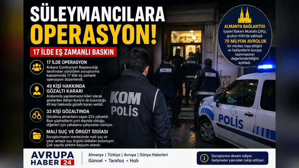Süleymancılara 17 İlde Operasyon