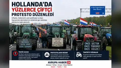 Hollanda’da yüzlerce çiftçiden protesto