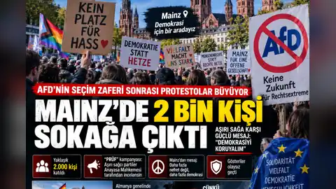 MAINZ’DE AFD’YE KARŞI PROTESTO: 2 BİN KİŞİ SOKAĞA ÇIKTI